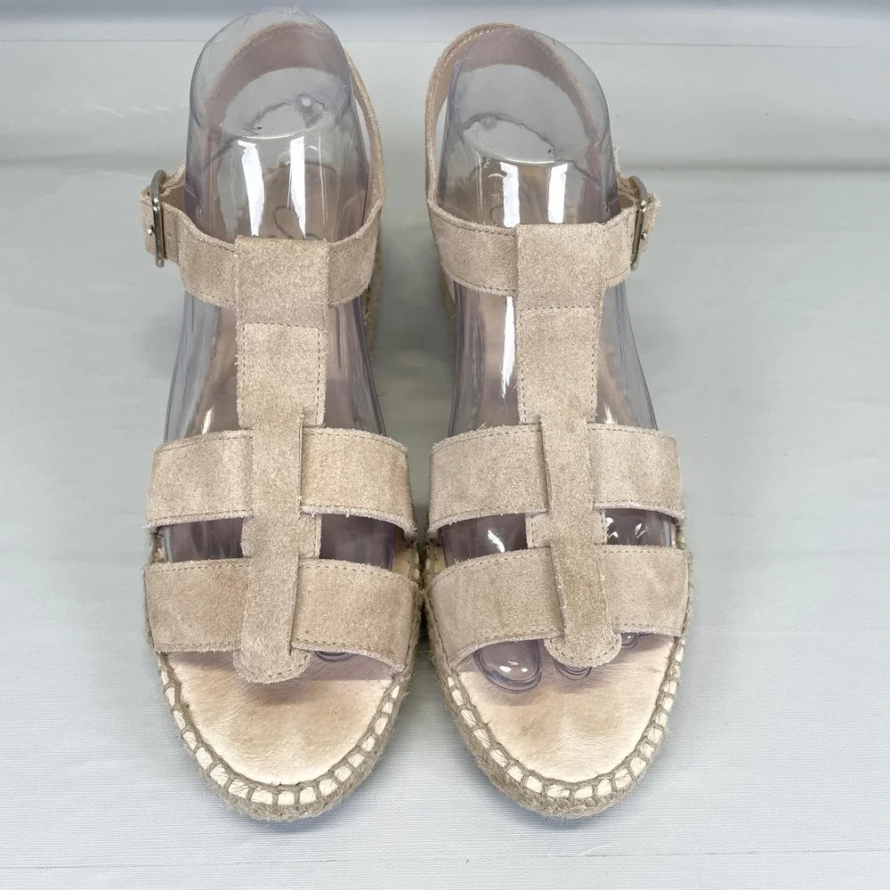 Gaimo Espadrille Sandals Womens Size 9 EU 40 Beige Suede Platform Buckle Shoes